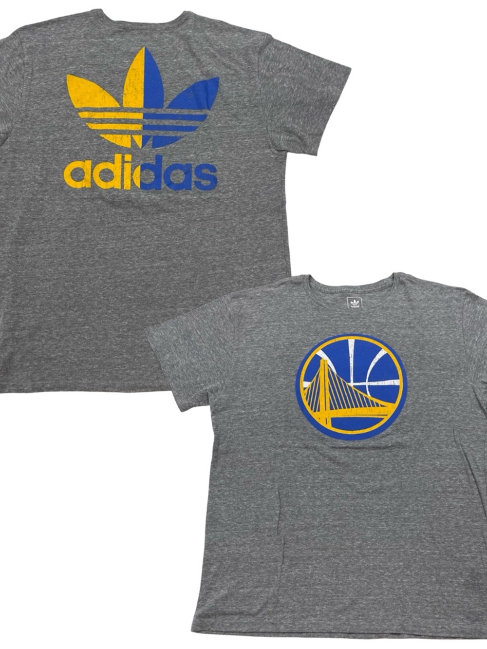 Adidas NBA Golden State Warriors Logos Size XXL Gray Tee (Retail $30)